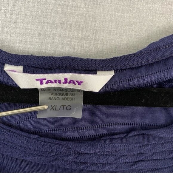 TanJay Tank Top Size XL Deep Purple Raised Pattern Stretchy Sleeveless Shirt - Picture 5 of 7